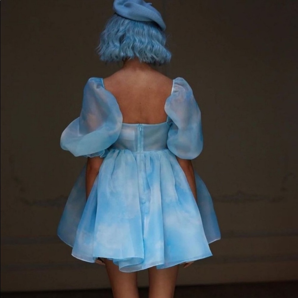 Selkie Baby Doll Mini Dress in Sky Blue - Picture 2 of 5